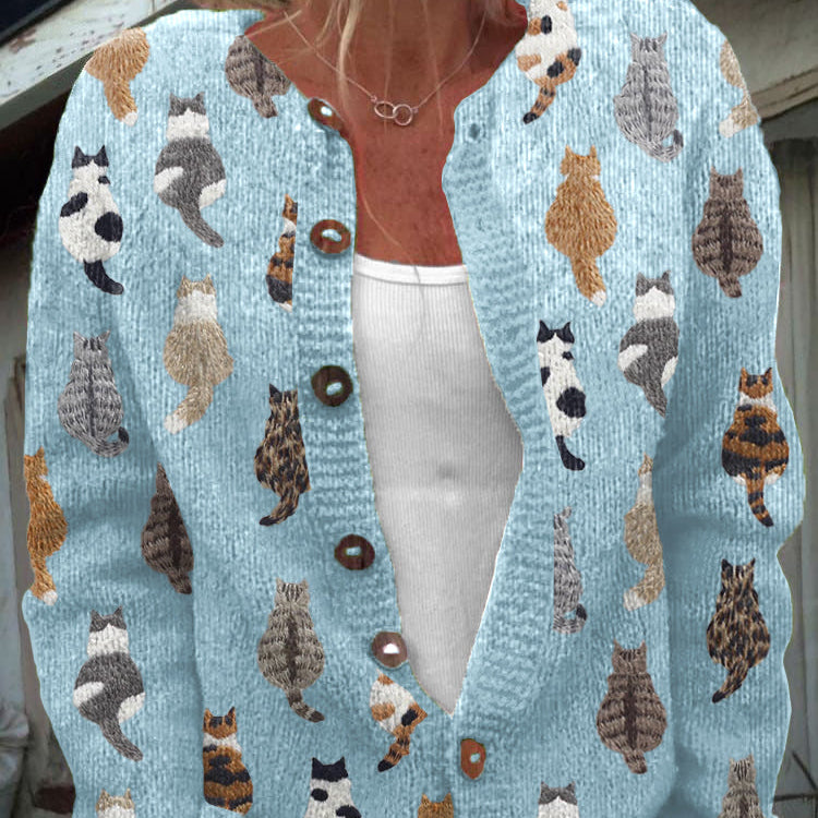 Käthe | Strickjacke mit Katzenmotiven