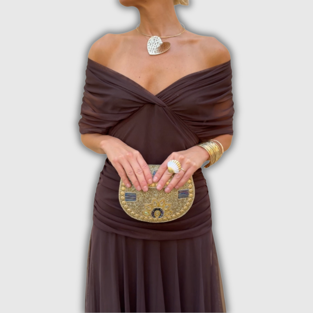 Florendra | Langes Blumenkleid mit V-Ausschnitt