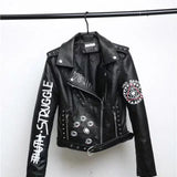 Drune | Damen Lederjacke Mit Coolem Aufdruck