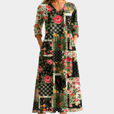Mitternachtsgarten Patchwork Maxikleid