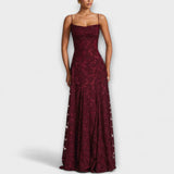 Kairi - Schickes Floral-Spitzen-Maxikleid mit Spaghettiträgern