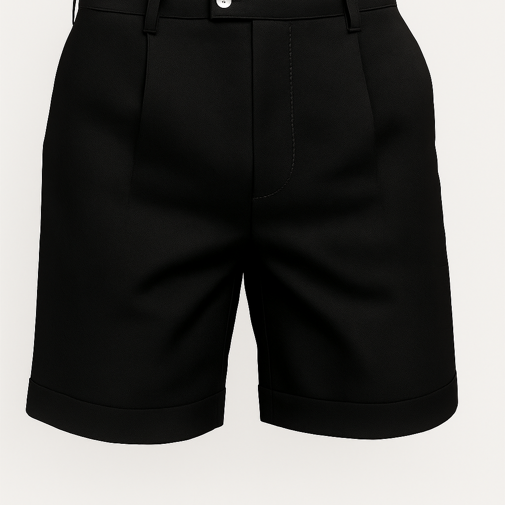 Shorts pour hommes avec plis et poches – noir et polyvalent