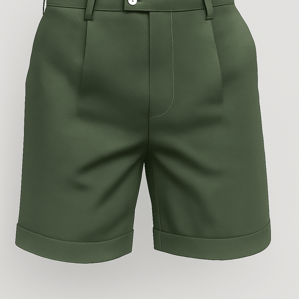 Shorts pour hommes avec plis et poches – vert et polyvalent