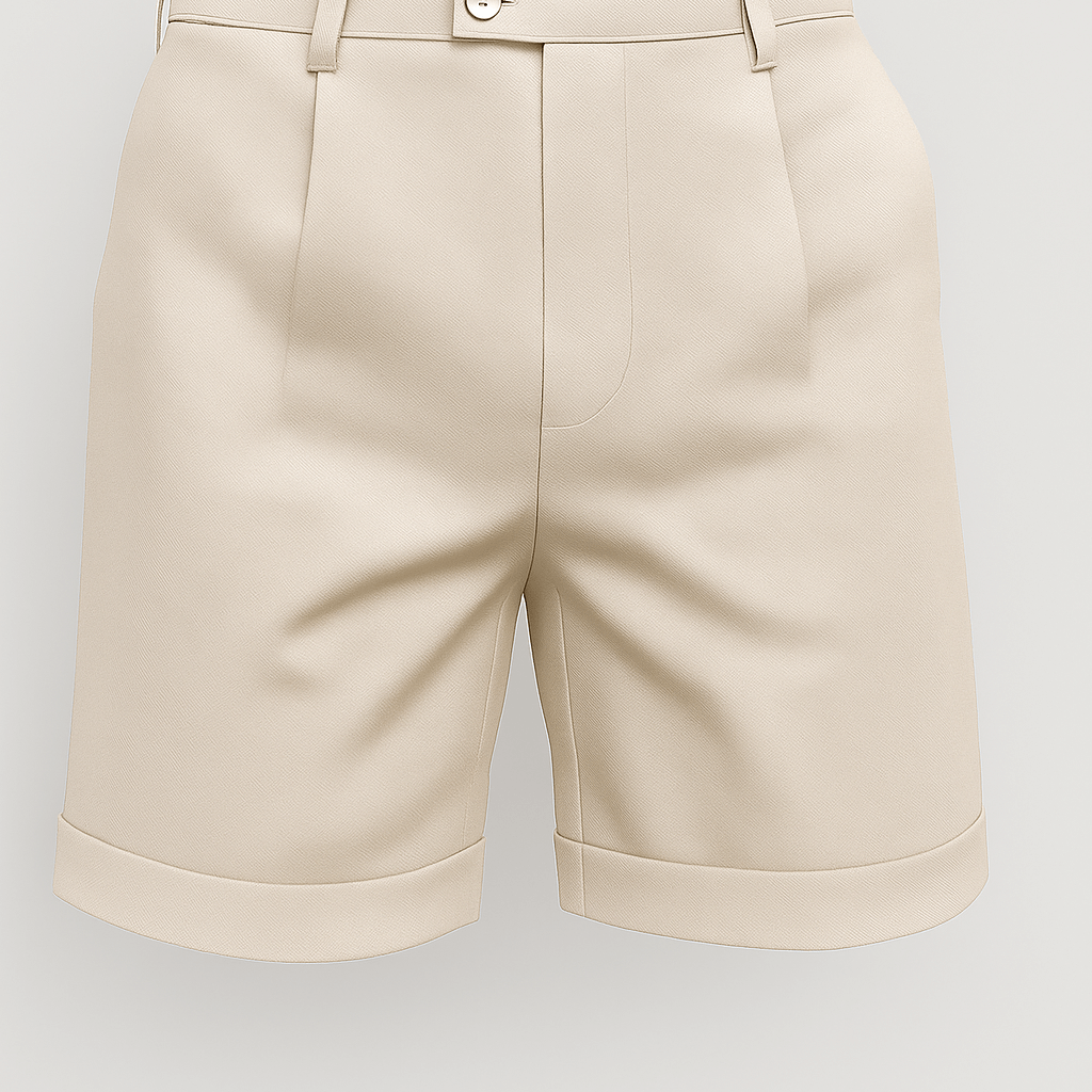 Shorts pour hommes avec plis et poches – blanc cassé et polyvalents