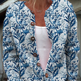 Magdalena | Blumen-Cardigan mit Holzknöpfen