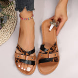 Leopard Kreuzriemen Sandalen