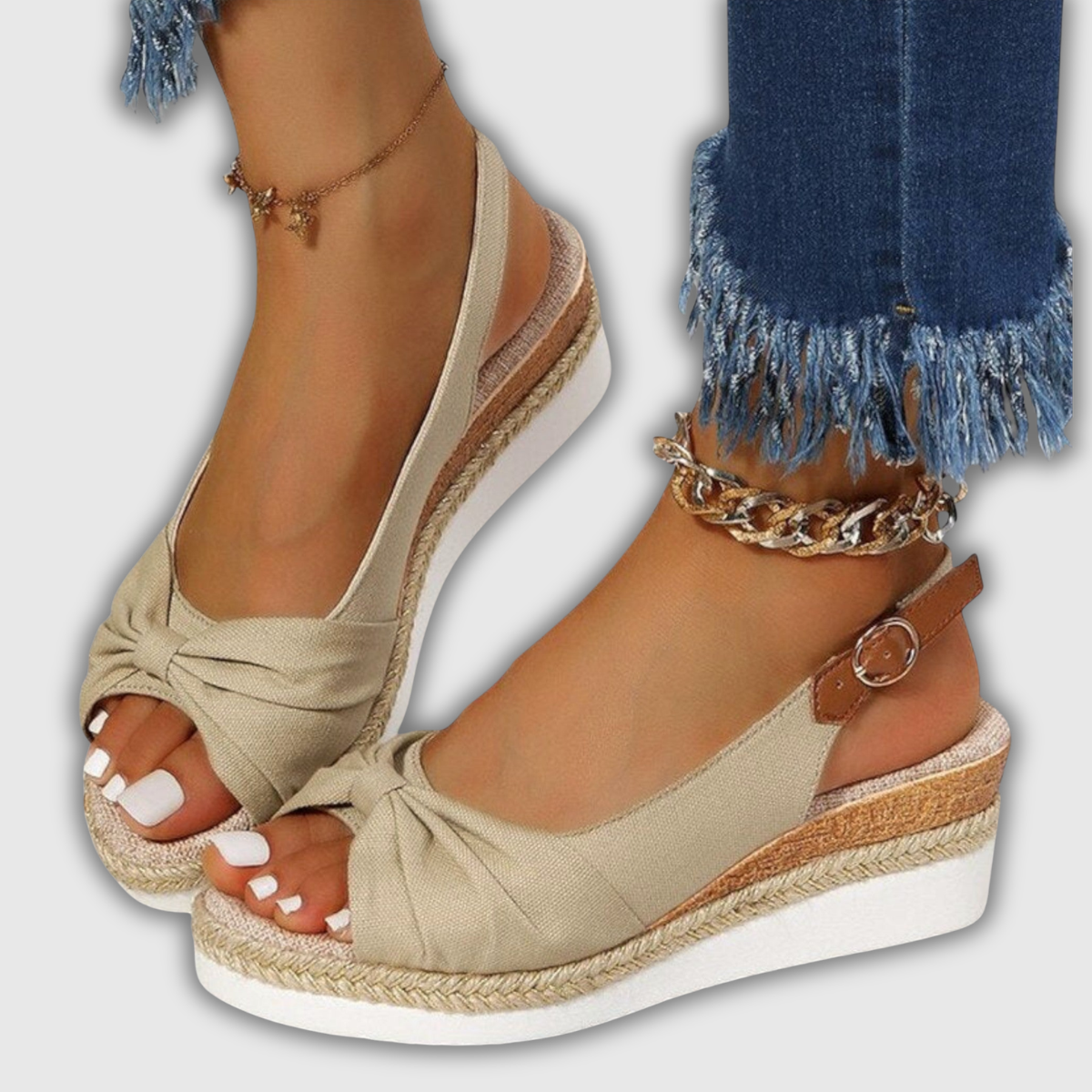 Valeria | Espadrilles mit Keilabsatz und Knöchelriemen