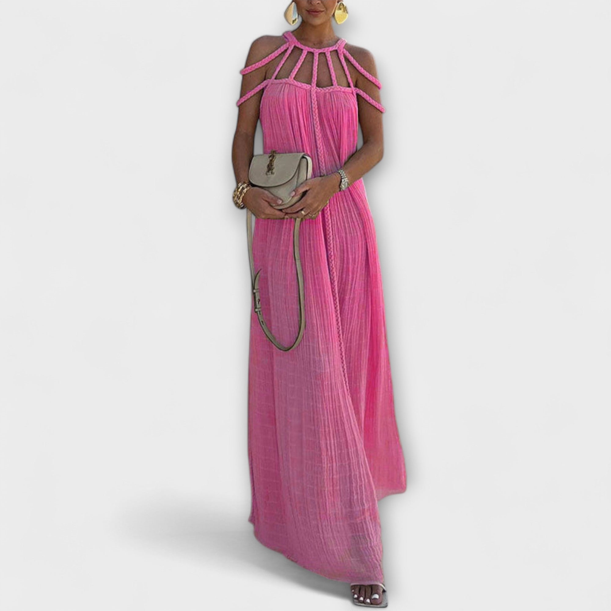 Briar - Ein schickes Maxikleid aus Mischgewebe mit drapierten Zöpfen