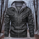 Drune warme Lederjacke mit Kapuze