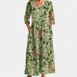 Lässiges V-Ausschnitt Maxikleid