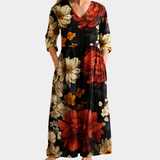 Karmesinrote Blüten Abendkleid
