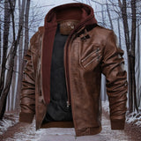Drune warme Lederjacke mit Kapuze