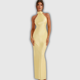 ZEYNEP | Elegantes Satin-Maxikleid mit Halter-Ausschnitt