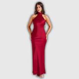 ZEYNEP | Elegantes Satin-Maxikleid mit Halter-Ausschnitt
