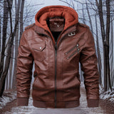 Drune warme Lederjacke mit Kapuze