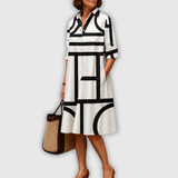 Genevieve™ | Elegantes Midikleid im Blusenschnitt mit Grafik-Print