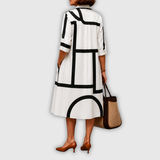 Genevieve™ | Elegantes Midikleid im Blusenschnitt mit Grafik-Print