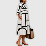 Genevieve™ | Elegantes Midikleid im Blusenschnitt mit Grafik-Print