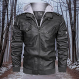Drune warme Lederjacke mit Kapuze
