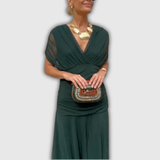Florendra | Langes Blumenkleid mit V-Ausschnitt