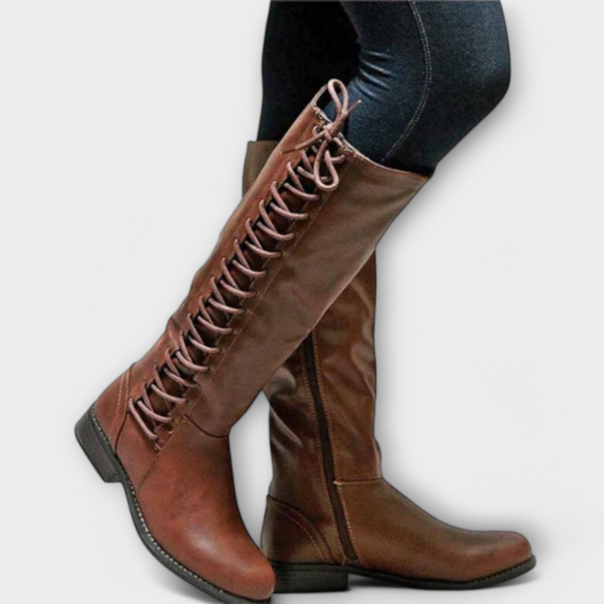 Reinhild | Schnür-Stiefel mit Lederoptik