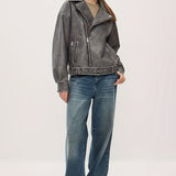 Käthe | Oversize Bikerjacke mit Gürtel