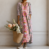 Kunigunde™ | Elegantes Boho-Kleid mit Aquarell-Blüten in Rosa