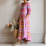 Ingeborg™ | Elegantes Boho-Kleid mit Pastell-Streifen