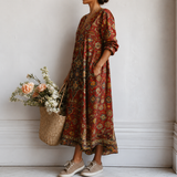 Marlies™ | Elegantes Boho-Kleid mit Perser-Ornament in Rot