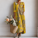 Gretchen™ | Elegantes Boho-Kleid mit Paisley-Muster in Gelb