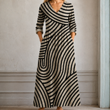 Sabine™ | Elegantes Kleid mit grafischem Wellenmuster