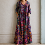 Mandy™ | Elegantes Boho-Maxikleid mit Paisley-Muster in Violett