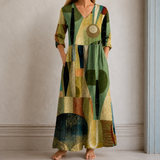 Lässiges V-Ausschnitt Kleid