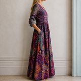 Mandy™ | Elegantes Boho-Maxikleid mit Paisley-Muster in Violett