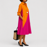 Isabella™ | Elegantes Midikleid im Blusenschnitt mit Colorblock