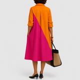 Isabella™ | Elegantes Midikleid im Blusenschnitt mit Colorblock