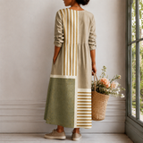Monika™ | Elegantes Boho-Kleid mit Streifen-Patchwork
