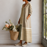 Monika™ | Elegantes Boho-Kleid mit Streifen-Patchwork