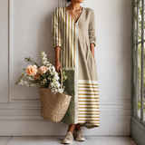 Monika™ | Elegantes Boho-Kleid mit Streifen-Patchwork