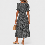 Ada™ | Elegantes Sommerkleid mit Millefleur-Print und Wickeloptik