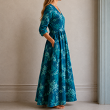 Kerstin™ | Elegantes Boho-Maxikleid mit Blumen-Print in Petrol