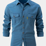 Denim-Mischung Hemd - Knöpfe