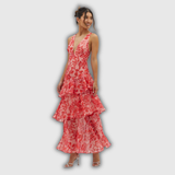 LISA | Florales Volant Maxi Kleid