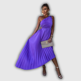 ELLA | One-Shoulder-Plissee-Midikleid