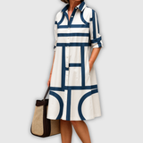 Arabella™ | Elegantes Midikleid im Blusenschnitt mit Grafik-Print