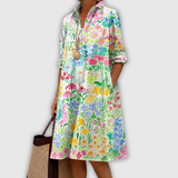 Victoria™ | Elegantes Midikleid im Blusenschnitt mit Wildblumen-Print