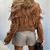 Drune | Velourslederjacke mit Fransen