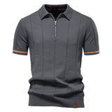 Polo mit Halb-Zip - Vertikale Textur