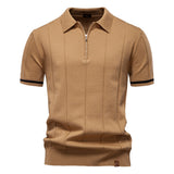Polo mit Halb-Zip - Vertikale Textur