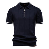 Polo mit Halb-Zip - Vertikale Textur